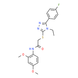 ChemSpider 2D Image | N-(2,4-Dimethoxyphenyl)-2-{[4-ethyl-5-(4-fluorophenyl)-4H-1,2,4-triazol-3-yl]sulfanyl}acetamide | C20H21FN4O3S