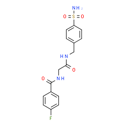 ChemSpider 2D Image | 4-Fluoro-N-{2-oxo-2-[(4-sulfamoylbenzyl)amino]ethyl}benzamide | C16H16FN3O4S