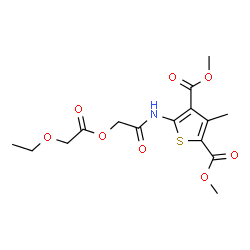 ChemSpider 2D Image | Dimethyl 5-{[(2-ethoxyacetoxy)acetyl]amino}-3-methyl-2,4-thiophenedicarboxylate | C15H19NO8S