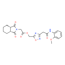 ChemSpider 2D Image | (3-{2-[(2-Methoxyphenyl)amino]-2-oxoethyl}-1,2,4-oxadiazol-5-yl)methyl [(3aR,7aS)-1,3-dioxooctahydro-2H-isoindol-2-yl]acetate | C22H24N4O7