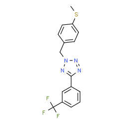 ChemSpider 2D Image | 2-[4-(Methylsulfanyl)benzyl]-5-[3-(trifluoromethyl)phenyl]-2H-tetrazole | C16H13F3N4S