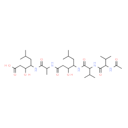 ChemSpider 2D Image | N-Acetylvalyl-N-[1-({1-[(1-carboxy-2-hydroxy-5-methyl-3-hexanyl)amino]-1-oxo-2-propanyl}amino)-3-hydroxy-6-methyl-1-oxo-4-heptanyl]valinamide | C31H57N5O9