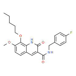 ChemSpider 2D Image | N-[(4-fluorophenyl)methyl]-7-methoxy-2-oxo-8-pentoxy-1H-quinoline-3-carboxamide | C23H25FN2O4