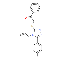 ChemSpider 2D Image | 2-{[4-Allyl-5-(4-fluorophenyl)-4H-1,2,4-triazol-3-yl]sulfanyl}-1-phenylethanone | C19H16FN3OS