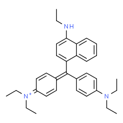 ChemSpider 2D Image | 4-{[4-(Diethylamino)phenyl][4-(ethylamino)-1-naphthyl]methylene}-N,N-diethyl-2,5-cyclohexadien-1-iminium | C33H40N3