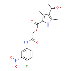 ChemSpider 2D Image | 2-[(4-Fluoro-3-nitrophenyl)amino]-2-oxoethyl 4-[(1R)-1-hydroxyethyl]-3,5-dimethyl-1H-pyrrole-2-carboxylate | C17H18FN3O6