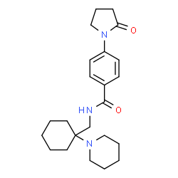 ChemSpider 2D Image | 4-(2-Oxo-1-pyrrolidinyl)-N-{[1-(1-piperidinyl)cyclohexyl]methyl}benzamide | C23H33N3O2