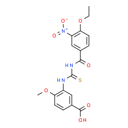 ChemSpider 2D Image | 3-{[(4-Ethoxy-3-nitrobenzoyl)carbamothioyl]amino}-4-methoxybenzoic acid | C18H17N3O7S