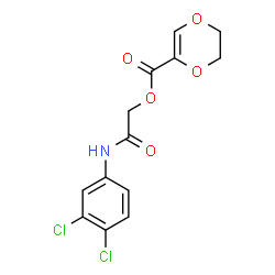 ChemSpider 2D Image | 2-[(3,4-Dichlorophenyl)amino]-2-oxoethyl 5,6-dihydro-1,4-dioxine-2-carboxylate | C13H11Cl2NO5