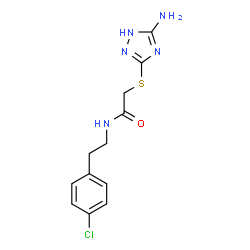 ChemSpider 2D Image | 2-[(5-Amino-1H-1,2,4-triazol-3-yl)sulfanyl]-N-[2-(4-chlorophenyl)ethyl]acetamide | C12H14ClN5OS