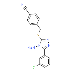 ChemSpider 2D Image | 4-({[4-Amino-5-(3-chlorophenyl)-4H-1,2,4-triazol-3-yl]sulfanyl}methyl)benzonitrile | C16H12ClN5S