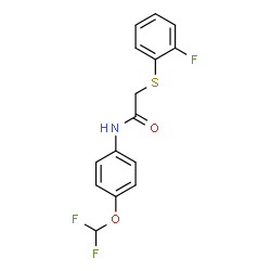 ChemSpider 2D Image | N-[4-(Difluoromethoxy)phenyl]-2-[(2-fluorophenyl)sulfanyl]acetamide | C15H12F3NO2S