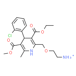 ChemSpider 2D Image | 2-{[4-(2-Chlorophenyl)-3-(ethoxycarbonyl)-5-(methoxycarbonyl)-6-methyl-1,4-dihydro-2-pyridinyl]methoxy}ethanaminium | C20H26ClN2O5