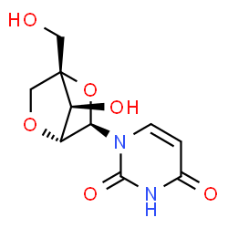 ChemSpider 2D Image | 1-[2,5-Anhydro-4-(hydroxymethyl)-alpha-L-lyxofuranosyl]-2,4(1H,3H)-pyrimidinedione | C10H12N2O6