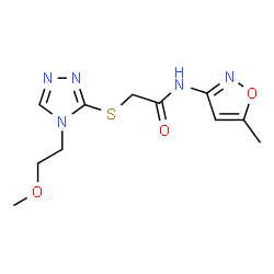 ChemSpider 2D Image | 2-{[4-(2-Methoxyethyl)-4H-1,2,4-triazol-3-yl]sulfanyl}-N-(5-methyl-1,2-oxazol-3-yl)acetamide | C11H15N5O3S