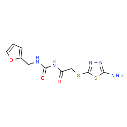 ChemSpider 2D Image | 2-[(5-Amino-1,3,4-thiadiazol-2-yl)sulfanyl]-N-[(2-furylmethyl)carbamoyl]acetamide | C10H11N5O3S2