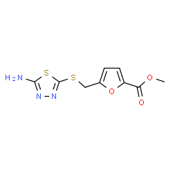 ChemSpider 2D Image | Methyl 5-{[(5-amino-1,3,4-thiadiazol-2-yl)sulfanyl]methyl}-2-furoate | C9H9N3O3S2