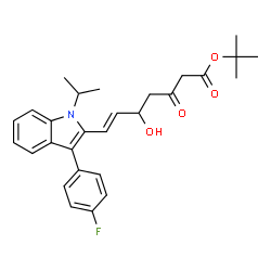 ChemSpider 2D Image | tert-Butyl (E)-7-[3-(4-fluorophenyl)-1-isopropyl-1H-indol-2-yl]-5-hydroxy-3-oxohept-6-enoate | C28H32FNO4