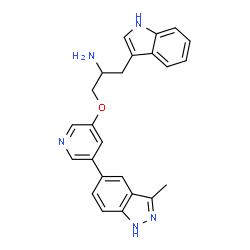 ChemSpider 2D Image | 1-(1H-Indol-3-yl)-3-{[5-(3-methyl-1H-indazol-5-yl)-3-pyridinyl]oxy}-2-propanamine | C24H23N5O