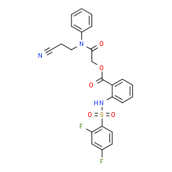 ChemSpider 2D Image | 2-[(2-Cyanoethyl)(phenyl)amino]-2-oxoethyl 2-{[(2,4-difluorophenyl)sulfonyl]amino}benzoate | C24H19F2N3O5S