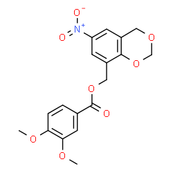ChemSpider 2D Image | (6-Nitro-4H-1,3-benzodioxin-8-yl)methyl 3,4-dimethoxybenzoate | C18H17NO8