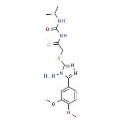 ChemSpider 2D Image | 2-{[4-Amino-5-(3,4-dimethoxyphenyl)-4H-1,2,4-triazol-3-yl]sulfanyl}-N-(isopropylcarbamoyl)acetamide | C16H22N6O4S
