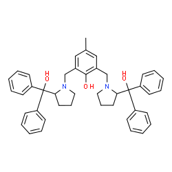 ChemSpider 2D Image | 2,6-Bis({2-[hydroxy(diphenyl)methyl]-1-pyrrolidinyl}methyl)-4-methylphenol | C43H46N2O3
