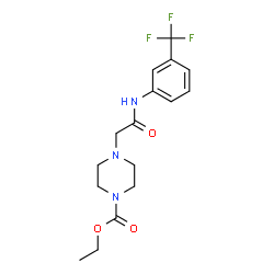 ChemSpider 2D Image | Ethyl 4-(2-oxo-2-{[3-(trifluoromethyl)phenyl]amino}ethyl)-1-piperazinecarboxylate | C16H20F3N3O3