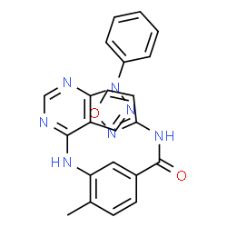 ChemSpider 2D Image | 4-Methyl-N-(1,2-oxazol-3-yl)-3-[(1-phenyl-1H-pyrazolo[3,4-d]pyrimidin-4-yl)amino]benzamide | C22H17N7O2