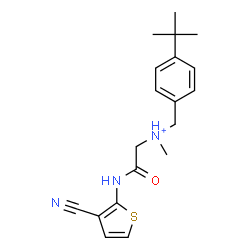 ChemSpider 2D Image | 2-[(3-Cyano-2-thienyl)amino]-N-methyl-N-[4-(2-methyl-2-propanyl)benzyl]-2-oxoethanaminium | C19H24N3OS