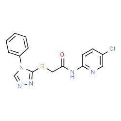 ChemSpider 2D Image | N-(5-Chloro-2-pyridinyl)-2-[(4-phenyl-4H-1,2,4-triazol-3-yl)sulfanyl]acetamide | C15H12ClN5OS