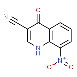 ChemSpider 2D Image | 8-Nitro-4-oxo-1,4-dihydrochinolin-3-carbonitril | C10H5N3O3