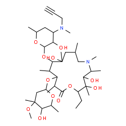 ChemSpider 2D Image | 2-ethyl-3,4,10-trihydroxy-13-(5-hydroxy-4-methoxy-4,6-dimethyl-tetrahydropyran-2-yl)oxy-11-[3-hydroxy-6-methyl-4-(methyl-prop-2-ynyl-amino)tetrahydropyran-2-yl]oxy-3,5,6,8,10,12,14-heptamethyl-1-oxa-6-azacyclopentadecan-15-one | C40H72N2O12