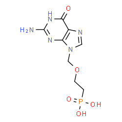 ChemSpider 2D Image | {2-[(2-Amino-6-oxo-1,6-dihydro-9H-purin-9-yl)methoxy]ethyl}phosphonic acid | C8H12N5O5P
