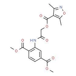 ChemSpider 2D Image | Dimethyl 2-[({[(3,5-dimethyl-1,2-oxazol-4-yl)carbonyl]oxy}acetyl)amino]terephthalate | C18H18N2O8