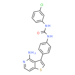 ChemSpider 2D Image | 1-[4-(4-aminothieno[3,2-c]pyridin-3-yl)phenyl]-3-(3-chlorophenyl)urea | C20H15ClN4OS