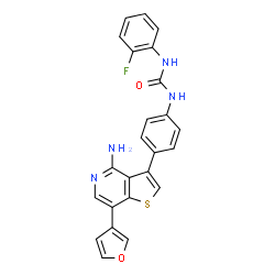 ChemSpider 2D Image | 1-{4-[4-Amino-7-(3-furyl)thieno[3,2-c]pyridin-3-yl]phenyl}-3-(2-fluorophenyl)urea | C24H17FN4O2S