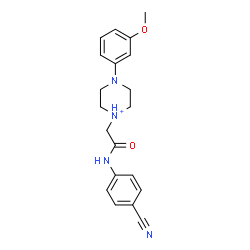ChemSpider 2D Image | 1-{2-[(4-Cyanophenyl)amino]-2-oxoethyl}-4-(3-methoxyphenyl)piperazin-1-ium | C20H23N4O2