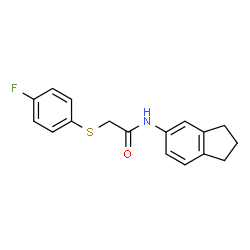 ChemSpider 2D Image | N-(2,3-Dihydro-1H-inden-5-yl)-2-[(4-fluorophenyl)sulfanyl]acetamide | C17H16FNOS