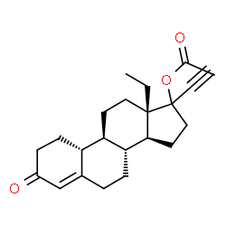 ChemSpider 2D Image | (8R,9S,10R,13S,14S)-13-Ethyl-17-ethynyl-3-oxo-2,3,6,7,8,9,10,11,12,13,14,15,16,17-tetradecahydro-1H-cyclopenta[a]phenanthren-17-yl acetate | C23H30O3