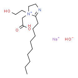 ChemSpider 2D Image | 1H-Imidazolium, 1-(carboxymethyl)-4,5-dihydro-1-(2-hydroxyethyl)-2-nonyl-, hydroxide, sodium salt (1:1:1) | C16H32N2NaO4