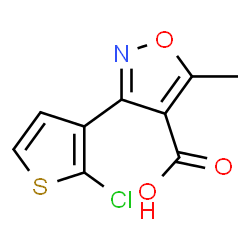 ChemSpider 2D Image | 3-(2-Chloro-3-thienyl)-5-methyl-4-isoxazolecarboxylic acid | C9H6ClNO3S