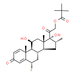 ChemSpider 2D Image | 6α-Fluoro-11β,17,21-trihydroxy-16α-methylpregna-1,4-diene-3,20-dione 21-pivalate | C27H37FO6