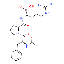 ChemSpider 2D Image | N-Acetyl-D-phenylalanyl-N-[4-carbamimidamido-1-(dihydroxyboryl)butyl]-L-prolinamide | C21H33BN6O5