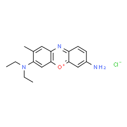 ChemSpider 2D Image | 7-Amino-3-(diethylamino)-2-methylphenoxazin-5-ium chloride | C17H20ClN3O