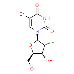 ChemSpider 2D Image | 5-Bromo-2'-deoxy-2'-fluorouridine | C9H10BrFN2O5