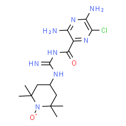 ChemSpider 2D Image | (4-{N'-[(3,5-Diamino-6-chloro-2-pyrazinyl)carbonyl]carbamimidamido}-2,2,6,6-tetramethyl-1-piperidinyl)oxidanyl | C15H24ClN8O2