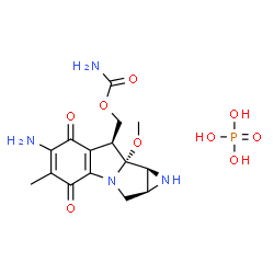 ChemSpider 2D Image | [(1aS,8S,8aR,8bS)-6-Amino-8a-methoxy-5-methyl-4,7-dioxo-1,1a,2,4,7,8,8a,8b-octahydroazireno[2',3':3,4]pyrrolo[1,2-a]indol-8-yl]methyl carbamate phosphate (1:1) | C15H21N4O9P