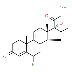 ChemSpider 2D Image | 6-Fluoro-17,21-dihydroxy-16-methylpregna-4,9(11)-diene-3,20-dione | C22H29FO4