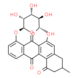 ChemSpider 2D Image | 6-Hydroxy-3-methyl-1,7,12-trioxo-1,2,3,4,7,12-hexahydro-8-tetraphenyl 6-deoxy-alpha-L-mannopyranoside | C25H24O9